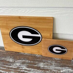 2pc Georgia Bulldogs Cutting Board Resin Wood Charcuterie Cheese Gift UGA